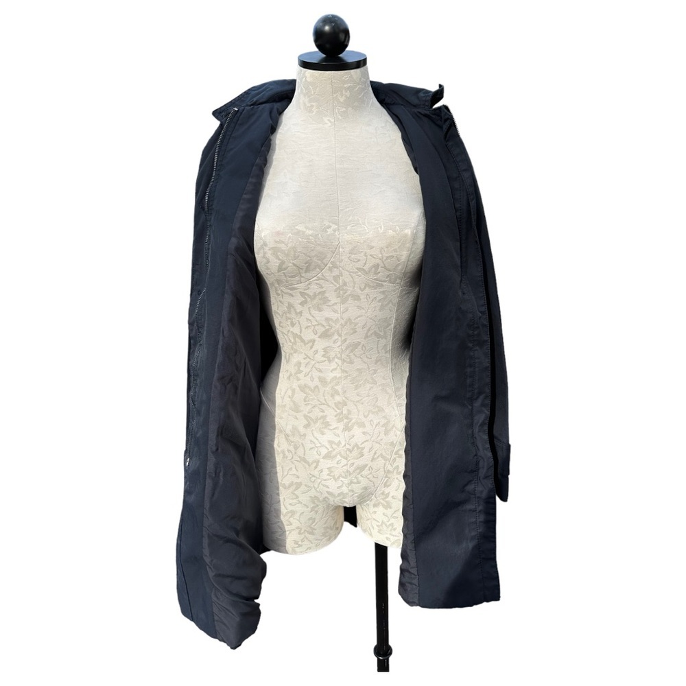 Zara Jacket Trench Coat Navy Blue Zip Front Lined Size XS - Picture 5 of 11